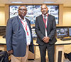 Phumuzi Sigasa, head of TNPA’s Port Security Portfolio (left) and Richard Vallihu, chief executive of TNPA, inside the newly renovated control room located at the Port of Durban which went live with TNPA’s new R843 million port security system on 12 February 2016.
